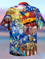 tanie Koszule hawajskie-Męskie Koszula Koszula hawajska Człowiek Wieczorne Niebieski Zielony Szary Druk 3D Na zewnątrz Ulica Krótki rękaw Przycisk w dół Odzież Hawajskie Codzienny Wygodny Styl plażowy