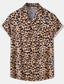 billige Skjorter med tryk til mænd-Herre Skjorte Sommer skjorte Leopard Aftæpning Sort / Grå Hvid Lyserød Navyblå Blå Afslappet Daglig Kortærmet Tøj Tropisk