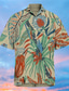 billige Hawaiiskjorts-Herre Skjorte Trykt mønster Kokosnøttre Aftæpning Gate Avslappet Knapp ned Trykt mønster Kortermet Topper Fritid Mote Designer Hawaiisk Beige