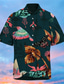tanie Koszule hawajskie-Męskie Koszula Letnia koszula Zwierzę Kwiaty Ptak Wieczorne Zielony Nadruk Na zewnątrz Ulica Krótki rękaw Przycisk w dół Nadruk Odzież Moda Hawajskie Designerskie Codzienny