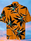 tanie Koszule hawajskie-Męskie Koszula Nadruk Liście Wieczorne Ulica Codzienny Przycisk w dół Nadruk Krótki rękaw Najfatalniejszy Codzienny Moda Designerskie Hawajskie Żółty