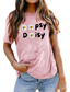 billige T-skjorter til kvinner-Dame T skjorte Grunnleggende Trykt mønster Blomst Grunnleggende Rund hals T-skjorte Standard Sommer ertegrønn Hvit Blå Rosa Mørk Rosa