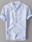 Χαμηλού Κόστους ανδρικά πουκάμισα casual-ανδρικό πουκάμισο μονόχρωμο γιακά street sports outdoor κοντομάνικο μπλουζάκια βαμβακερά casual καθημερινά αναπνεύσιμα άνετα henley γαλάζιο εκρού / καλοκαίρι/παραλία