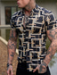billiga Skjortor med tryck för män-Herr Skjorta Grafisk Box Nedvikt Ledigt Dagligen Button-Down Kortärmad Blast Ledigt Mode Andningsfunktion Bekväm Svart / Sommar / Vår / Sommar