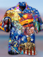halpa Havaiji-paidat-Miesten Paita Havaiji paita Ihmisen Sänkyjen avaus Sininen Apila Harmaa 3D-tulostus ulko- Katu Lyhythihainen Painike alas Vaatetus Havaijilainen Vapaa-aika Mukava Rantatyyliä