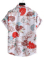 cheap Men&#039;s Casual Shirts-Men&#039;s Casual Shirt Print Graphic Leaves Classic Collar 短袖衬衫 Casual Vacation Print Short Sleeve Tops Designer Casual Beach Red / White / Summer