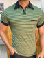 cheap Classic Polo-Men&#039;s Shirt Polo Shirt Outdoor Street Turndown Zip Short Sleeve Fashion Casual Striped Zipper Quarter Zip Summer Spring Fall Regular Fit Blue-Green Shirt