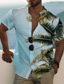 ieftine Cămăși pentru bărbați cu imprimeu-Bărbați Cămașă Cămașă de vară Copac de cocos Răsfrânt Alb Albastru piscină Portocaliu Imprimeu În aer liber Stradă Manșon scurt Buton în jos Imprimeu Îmbrăcăminte Modă Hawaiană Designer Casual