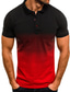 cheap Graphic Polo-Men‘s T-shirt Sleeve Color Block Henley Medium Spring &amp; Summer Green White Gray Black-Red