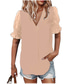 זול טישרטים לנשים-חוצה גבולות חדש פופולרי עם צווארון V תפירת חולצת שיפון כדור פרווה עם שרוולים קצרים נשים