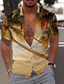 billiga Skjortor med tryck för män-Herr Skjorta Tryck Kokosnötsträd Nedvikt Gata Ledigt Button-Down Mönster Kortärmad Blast Ledigt Mode Designer Hawaiisk Brun