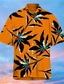 billige Hawaiiskjorts-Herre Skjorte Trykt mønster Blader Aftæpning Gate Avslappet Knapp ned Trykt mønster Kortermet Topper Fritid Mote Designer Hawaiisk Gul