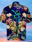 voordelige Hawaiiaanse overhemden-Voor heren Overhemd Print  Bloemig Strijkijzer Straat Casual Button-omlaag Afdrukken Korte mouw Tops Casual Modieus Ontwerper Hawaii Marineblauw