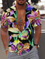 cheap Hawaiian Shirts-Men&#039;s Shirt Summer Hawaiian Shirt Graphic Floral Hawaiian Aloha Design Turndown Black White Yellow Print Outdoor Street Short Sleeve Button-Down Print Clothing Apparel Fashion Designer Casual