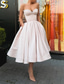 cheap Cocktail Dresses-TS A-Line Prom Dresses Elegant Dress Wedding Guest Cocktail Party Tea Length Sleeveless Strapless Satin with Sequin Pure Color 2025