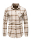 cheap Flannel Shirts-Men&#039;s Shirt Flannel Shirt Plaid Turndown Blue Light Brown Brown Long Sleeve Outdoor Street Button-Down Tops Fashion Casual Breathable Comfortable