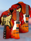 tanie Koszule hawajskie-Męskie Koszula hawajska Koszula Instrument muzyczny Wieczorne Ulica Codzienny 3D Przycisk w dół Najfatalniejszy Designerskie Codzienny Moda Oddychający Czerwony / Lato