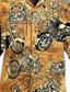Χαμηλού Κόστους Ανδρικά πουκάμισα με στάμπα-Ανδρικά Χαβανέζικο πουκάμισο Πουκάμισο Αλόχα Motocicletă Απορρίπτω Δρόμος Causal 3D Κουμπί-Κάτω Κοντομάνικο Άριστος Υψηλής Ποιότητας Καθημερινό Χαβανέζα Άνετο Κίτρινο