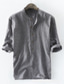 cheap Men&#039;s Printed Shirts-Men&#039;s Shirt Striped Henley Gray Khaki Light gray Light Blue Half Sleeve Daily Tops Casual