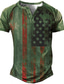 cheap Men&#039;s Henley Shirts-Men&#039;s Henley Shirt Tee T shirt Tee Designer Summer Short Sleeve Graphic Color Block Flag Print Plus Size Henley Daily Sports Patchwork Button-Down Clothing Clothes Designer Basic Casual Green Blue