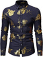 billige Pæne skjorter-herreskjorte blomstret turndown fest daglig button-down lange ærmer toppe afslappet mode behagelig hvid sort marineblå