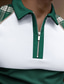 billiga Grafisk polo-Herr POLO Shirt Golftröja Quarter Zip Polo Färgblock Nedvikt Vit och grön Gata Ledigt Kortärmad Dragkedja Kläder Mode Ledigt Bekväm / Strand