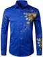 preiswerte Formelle Hemden-herren hemd floral turndown party daily button-down langarm tops lässig mode bequem weiß schwarz blau