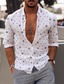 cheap Men&#039;s Printed Shirts-Men&#039;s Shirt Polka Dot Snowflake Turtleneck Street Casual Button-Down Long Sleeve Tops Casual Fashion Breathable White / Summer