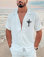 Χαμηλού Κόστους Ανδρικά πουκάμισα με στάμπα-ανδρικό πουκάμισο μονόχρωμο cross turndown street casual button-down print μπλούζες με μισό μανίκι designer casual fashion breathable a b c / καλοκαίρι
