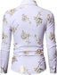 billiga Formella skjortor-herrskjorta blommig turndown-fest dagligen button-down långärmade toppar ledigt mode bekvämt vit svart marinblå