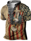 cheap Men&#039;s Henley Shirts-Men&#039;s Henley Shirt Tee T shirt Tee Designer Summer Short Sleeve Graphic Eagle Print Plus Size Stand Collar Daily Sports Button-Down Print Clothing Clothes Designer Basic Casual Green Blue Brown