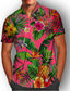 billiga Tropiska skjortor-Herr Skjorta Hawaii skjorta Grafisk Ananas Växter Hawaiisk Aloha Krage Nedvikt Gul Rubinrött Blå Orange Ledigt Dagligen Kortärmad Button-Down Kläder Mode Designer Lättvikt Ledigt