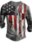 cheap Men&#039;s 3D T-shirts-Men&#039;s Henley Shirt Tee T shirt Tee Designer Long Sleeve Graphic National Flag Print Plus Size Henley Daily Sports Button-Down Print Clothing Clothes Designer Basic Casual Gray