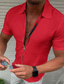 billige Skjorter med tryk til mænd-Herre Skjorte Jakkesætsskjorter Helfarve Stribet Aftæpning Hvid Sort Gul Lysegrøn Kakifarvet Langærmet I-byen-tøj golftrøjer Lynlås Toppe Retrorød Hip Hop Hawaiiansk