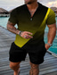 voordelige 3D-ritspolo-Voor heren POLO Shirt Polo met rits Golfshirt Rits Sportkleding Punk &amp; Gothic Korte mouw Lichtgeel Groen Blozend Roze Grafische prints 3D-afdrukken Strijkijzer Rits Uitgaan golf shirts Lapwerk