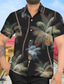 ieftine Cămăși pentru bărbați cu imprimeu-Bărbați Cămașă Imprimeu Copac de cocos Răsfrânt Stradă Casual Buton în jos Imprimeu Manșon scurt Topuri Designer Casual Modă Hawaiană Negru / Vară