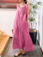 cheap Casual Dress-Women&#039;s Yellow Pink Red Summer Spring Maxi Dress Casual Dress Cotton Summer Dress Basic Casual Vacation Daily Holiday Loose Fit Pure Color Crew Neck