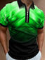 tanie 3d polo z zamkiem błyskawicznym-Męskie Koszulka polo Bluza polo Koszula golfowa Suwak Moda Codzienny Wygodny Krótki rękaw Zielony Fioletowy Rumiany róż Jasnoniebieski Gradient Druk 3D Wieczorne Suwak Ulica Codzienny Zamek 3D Odzie