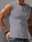 cheap Gym Tank Tops-Men&#039;s Tank Top Undershirt Summer Short Sleeve White Black Blue Gray Solid Color Henley Street Casual Button-Down Clothing Clothes Basic Fashion Classic