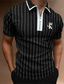 cheap Classic Polo-Men&#039;s Collar Polo Shirt Golf Shirt Fashion Casual Comfortable Short Sleeve Black / Gray Striped Turndown Street Casual Zipper Clothing Clothes Fashion Casual Comfortable