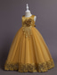 billige Blomsterkjoler-Barn Jente Blomsterjente kjole Kjole Blomsternål i krystall Ermeløs Bryllup Fest Lapper Broderi Elegant Prinsesse Polyester Maksi Blomstret broderikjole Kjole med A-linje Sommer Vår 4-13 år Hvit Gul