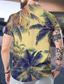 cheap Men&#039;s Printed Shirts-Men&#039;s Shirt Print Graphic Coconut Tree Stand Collar Casual Daily Button-Down Print Short Sleeve Tops Designer Casual Fashion Hawaiian Yellow