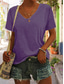 abordables T-shirts Femme-Femme Chemisier T shirt Tee Basique Plein du quotidien Col V Tee-shirt Standard Eté Blanche Noir Bleu Violet Rouge Foncé