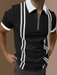 baratos polo clássico-Homens Camiseta Polo Camisa de golfe Listrado Aberto para a Lateral Para Noite camisas de golfe Manga Curta Blusas Bloco de Cor Casual Esportes Preto Azul Cinzento