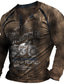 voordelige 3D T-shirts voor mannen-Voor heren Henley-shirt T-shirt Ontwerper Zomer Lange mouw Grafisch Motor Print Henley Straat Casual Button-omlaag Afdrukken Kleding Kleding Ontwerper Basic Modieus Zwart blauw Donkergrijs