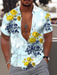 cheap Men&#039;s Printed Shirts-Men&#039;s Shirt Print Floral Turndown Street Casual Button-Down Print Short Sleeve Tops Designer Casual Fashion Breathable Blue / Summer