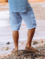 economico Pantaloncini casual-Per uomo Pantaloncini da spiaggia Pantaloncini di lino A cordoncino Liscio Comfort Traspirante Lunghezza del ginocchio Informale Giornaliero Misto cotone e lino Streetwear Classico Bianco Verde