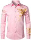 billige Pæne skjorter-herreskjorte blomstret turndown fest daglig button-down lange ærmer toppe afslappet mode behagelig hvid sort blå