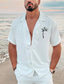 billige Skjorter med tryk til mænd-herreskjorte ensfarvet træ kokosnød turndown street casual button-down print halværmede toppe designer afslappet mode åndbar a b c / sommer