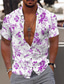 billiga Tropiska skjortor-Herr Skjorta Sommarskjorta Hawaii skjorta Grafisk Blommig Löv Nedvikt Gul Ljusgrön Blå Ljuslila Purpur Tryck Utomhus Gata Kort ärm Button-Down Mönster Kläder Mode Designer Ledigt Andningsfunktion